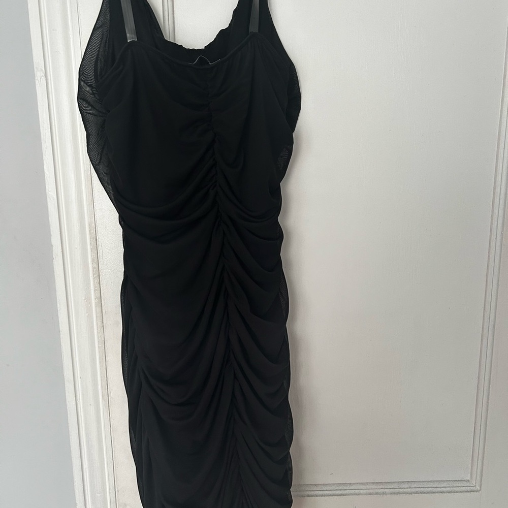Black ruched mini dress!!!!